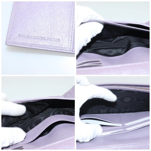 BALENCIAGA Classic Continental Zip Wallet Leather Purple - Picture 14 of 15